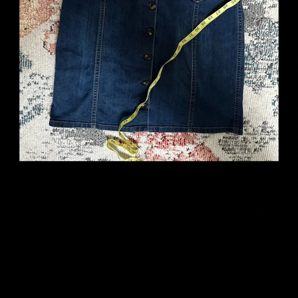 Y2K Ann Taylor Denim Button-Front Skirt Stretch